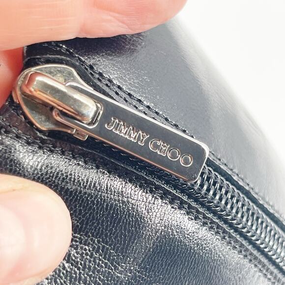 Jimmy Choo Peony Black Leather Pointed Square Toe Knee High Heeled Boot IT 39 - Picture 12 of 12